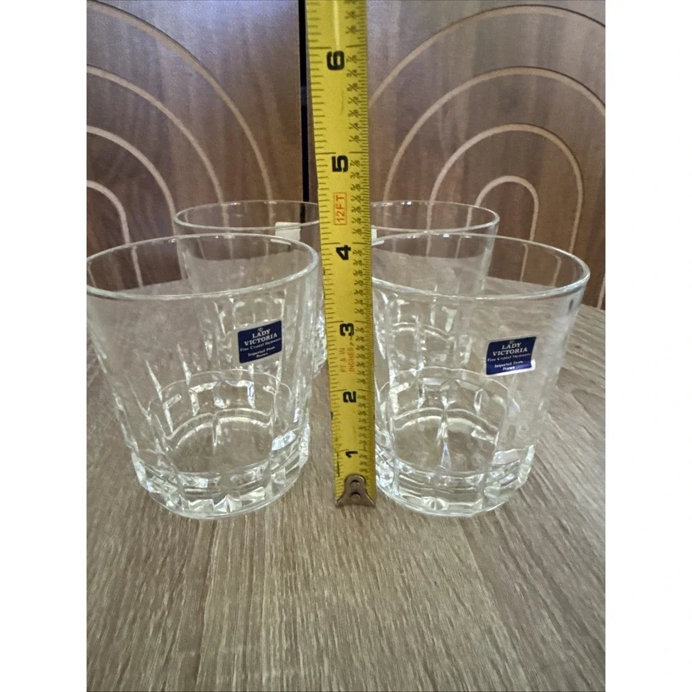 4 Lady Victoria Fine Crystal Stemware On the Rocks Glasses 10oz Chantelle No Box